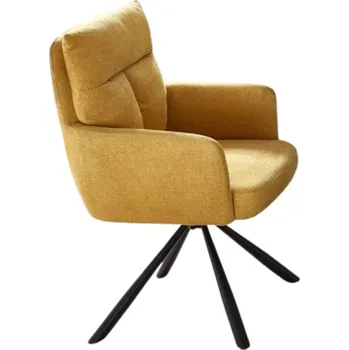 Jídelní židle Žlutá otáčecí polstrovaná židle s područkami Bianca