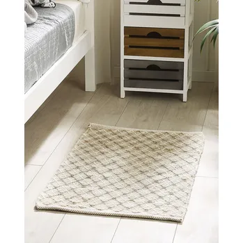 Koberec Koberec béžový juta a vlna 50 x 80 cm ručně tkaný běhoun se vzorem boho styl chodba předsíň ložnice Beliani