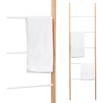 Koupelnový nábytek Rea - Tutumi, Vysoký bambusový žebříkový policový systém 186cm BBP3061/5, hnědá, HOM-03693