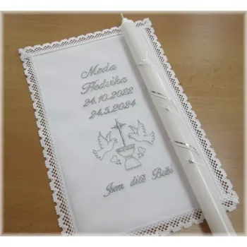 rouška Křestní sada 2D rouška, svíce vzor 22