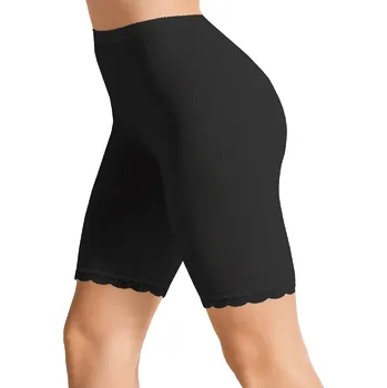 Kalhotky FINE WOMAN Dámské dlouhé bavlněné boxerky s krajkou 701-3K Barva/Velikost: černá / M/L