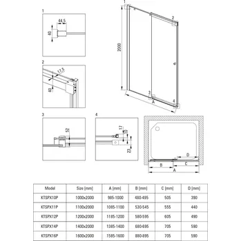 Sprchové dveře Deante Kerria Plus sprchové dveře 110 cm posuvné černá matný/průhledné sklo KTSPN11P