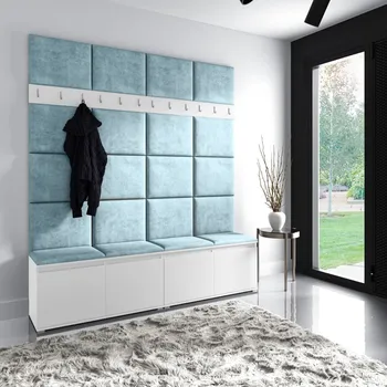 Předsíňová stěna Předsíňová stěna Emi 4 - bílá Barva čalounění: Pastelová modrá - Trinity 22