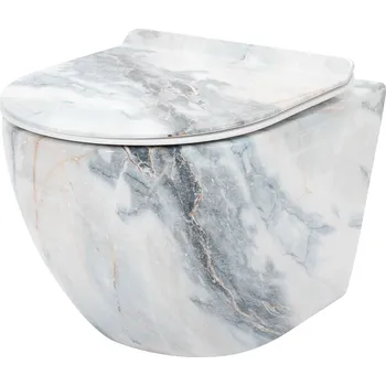 Klozet REA - Carlos Granit Shiny Rimless závěsná WC mísa včetně sedátka, imitace kamene, REA-C8002