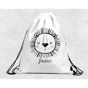 Dětský batoh Domovi Taška na přezůvky se jménem a lvem 30 x 39,5 cm