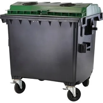 Popelnice Plastový kontejner s plochým víkem 1100 l. sklo bez zámku