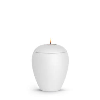 Smuteční dekorace Zvířecí urna Verona se svíčkou- Bílá 0,5l
