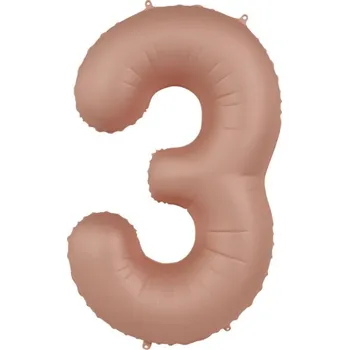 Balónek Foliová číslice - saténově starorůžová 3 - 86 cm