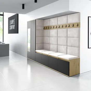 Předsíňová stěna Předsíňová stěna Emi 9 - dub Artisan/černá Barva čalounění: Krémová - Trinity 01