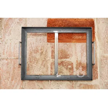 Grilovací nářadí Braver Rámeček pro grilovací kámen 40x30cm s madly, ocelový nelakovaný (Nosný a ochranný rámeček s úchopy na grilovací, lávový kámen o rozměru 40 x 30 cm)
