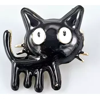 Brož Kočka jednobarevná - brož černá
