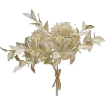 umělá květina Keřík s bodláčky krémový - 26 cm