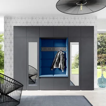 Předsíňová stěna Předsíňová stěna Emi 17 - šedá grafit Barva čalounění: Tmavě modrá - Trinity 31