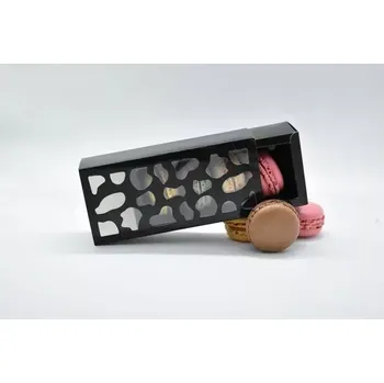 Krabička na makronky černá se zlatým rámečkem na 5 ks 15,5x6,5x5,2 cm