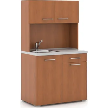 Kancelářská sestava Kuchyňka PRIMO s dřezem a baterií, třešeň