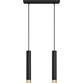 LED Lustr na lanku TUBA 2xGU10/4,8W/230V černá/zlatá
