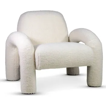 Křeslo Designové bílé křeslo Mia čalouněné