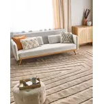 Koberec béžový polyesterový bavlněný podklad 300 x 400 cm ozdobné střapce klasický design obývací pokoj ložnice Beliani