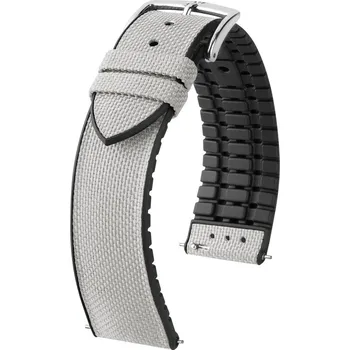 Řemínek na hodinky Textilní řemínek Hirsch Arne L 0925090030-2, šedý, textil/přírodní kaučuk, délka L, Quick Release - 20 mm