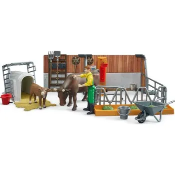 Bruder 62611 Stáj pro krávy a telata s farmářem