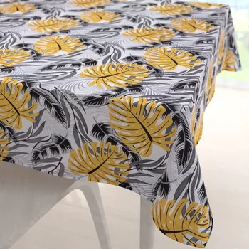 ubrus Bavlněný čtvercový ubrus Sandra SA-177 Okrové a šedé tropické listy 40x40 cm