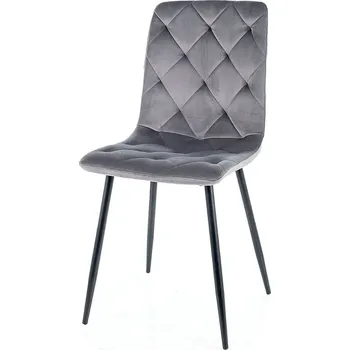 Jídelní židle Židle Jerry Velvet šedá Bluvel 14, kov černá matná