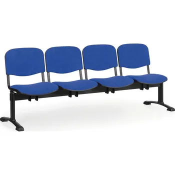 Čalouněná lavice do čekáren VIVA, 4-sedák, modrá, černé nohy
