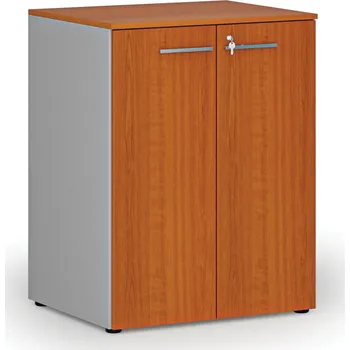 Kancelářská sestava Kancelářská skříň s dveřmi PRIMO GRAY, 2 police, 800 x 640 x 1027 mm, šedá/třešeň