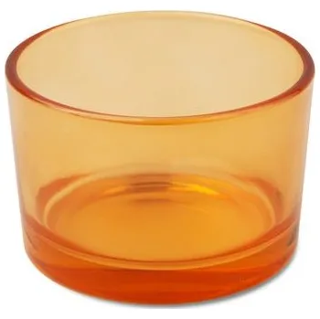 Skleněná nádoba na svíčku 75 x 50 mm průhledná oranžová