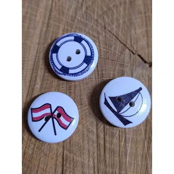 Knoflík Dřevěný dekorační knoflík námořnický 20 mm 3 ks