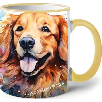 Keramický hrnek Zlatý retrívr, Barva Žlutá, Velikost 330 ml, Canvas Keramický hrnek s barevným uchem 2628