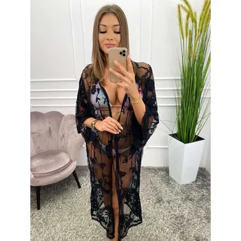 Dámské plavky Dámská černá tunika se vzorem listí, VELIKOST UNI ( S, M , L )