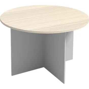 Psací stůl Jednací stůl s kulatou deskou PRIMO GRAY, průměr 120 cm, šedá/bříza