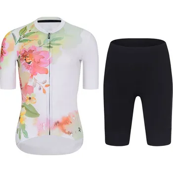 cyklistický dres RIVANELLE Cyklistický krátký dres a krátké kalhoty - FLOWERY LADY - černá/vícebarevná