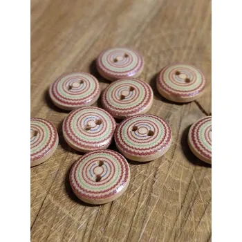 Knoflík Dřevěný knoflík 14 mm s barevnými kroužky