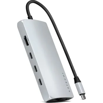 Satechi USB-C Multiport adaptér 8K with Ethernet V3 - Silver, ST-P8KES Stříbrná