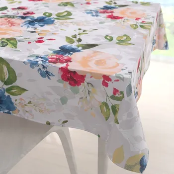 ubrus Bavlněný čtvercový ubrus Sandra SA-387 Velké žluté a modré květy na bílém 70x70 cm