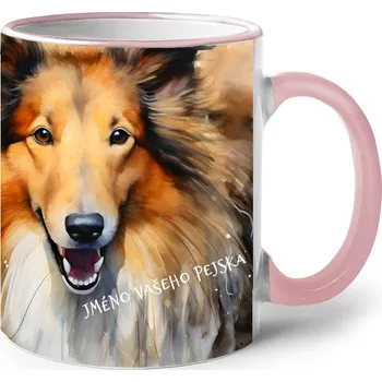 Keramický hrnek Sheltie 2, Barva Růžová, Velikost 330 ml, Canvas Keramický hrnek s barevným uchem 2627