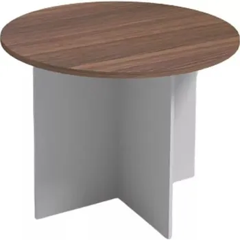 Psací stůl Jednací stůl s kulatou deskou PRIMO GRAY, průměr 100 cm, šedá/ořech