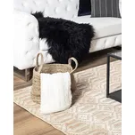 Koberec béžový viskóza 140 x 200 cm s krátkým vlasem geometrický vzor ručně tkaný obdélníkový obývací pokoj ložnice Beliani