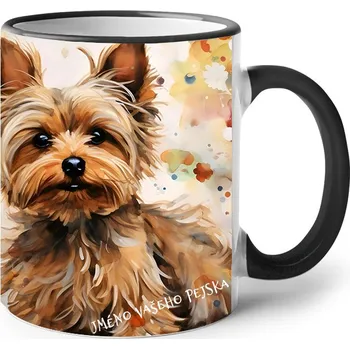 Keramický hrnek Jorkšírský teriér, Barva Černá, Velikost 330 ml, Canvas Keramický hrnek s barevným uchem 2625
