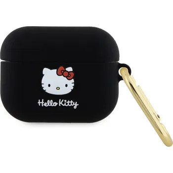 Příslušenství pro sluchátka Hello Kitty Liquid Silicone 3D Kitty Head Logo Pouzdro pro AirPods Pro Black 3666339189648