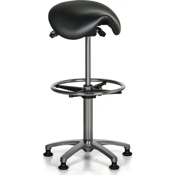 Pracovní stolička CAROLINE, sedák ve tvaru sedla, kluzáky, černá