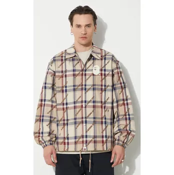 Bavlněná bunda A Bathing Ape A Bathing Ape Logo Check Pattern Coach Jacket, S, béžová, 80X