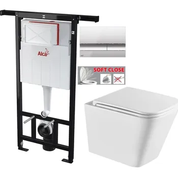 Klozet Předstěnový instalační systém s chromovým tlačítkem M1721 + WC INVENA FLORINA WITH SOFT, včetně soft/close sedátka AM102/1120 M1721 FL1