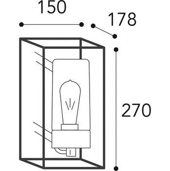 Venkovní osvětlení Moretti Luce Venkovní nástěnné světlo Cubic³ 3365 mosaz/čirá - nástěnný držák - šířka 9 cm, výška 12 cm, hloubka 2,5 cm antická mosaz, čirá 1 x 52 W - Doprava zdarma