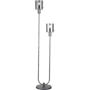 Lampička Brilliant Stojací lampa Riffelini, výška 152 cm, kouřově šedá, 2 světla, sklo kouřově šedá, černá 2 x 20 W LED - Doprava zdarma