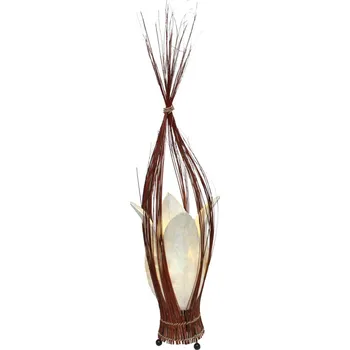 Lampička Woru Stolní lampa Marit v květinovém designu - Délka zástrčkového kabelu 200 cm přírodní hnědá, bílá 1 x 40 W - Doprava zdarma