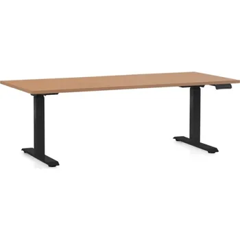 Psací stůl Výškově nastavitelný stůl OfficeTech C, 180 x 80 cm, černá podnož, buk