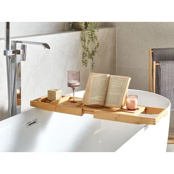 Podnos na vanu bambusový světle hnědé dřevo koupelnové doplňky Beliani